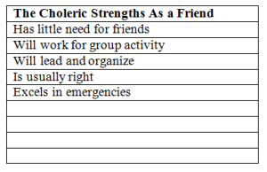 Choleric Friend Strengths