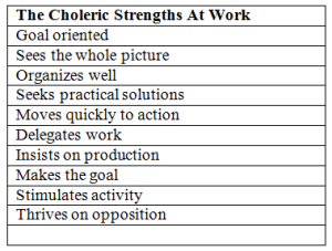 Choleric Work Strengths